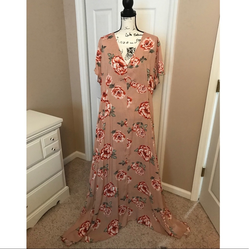 Deep-V Floral Maxi